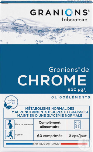 Granions Chrome 250µg Pour Réguler L'Appetit Et La Gycémie 60 Comprimés