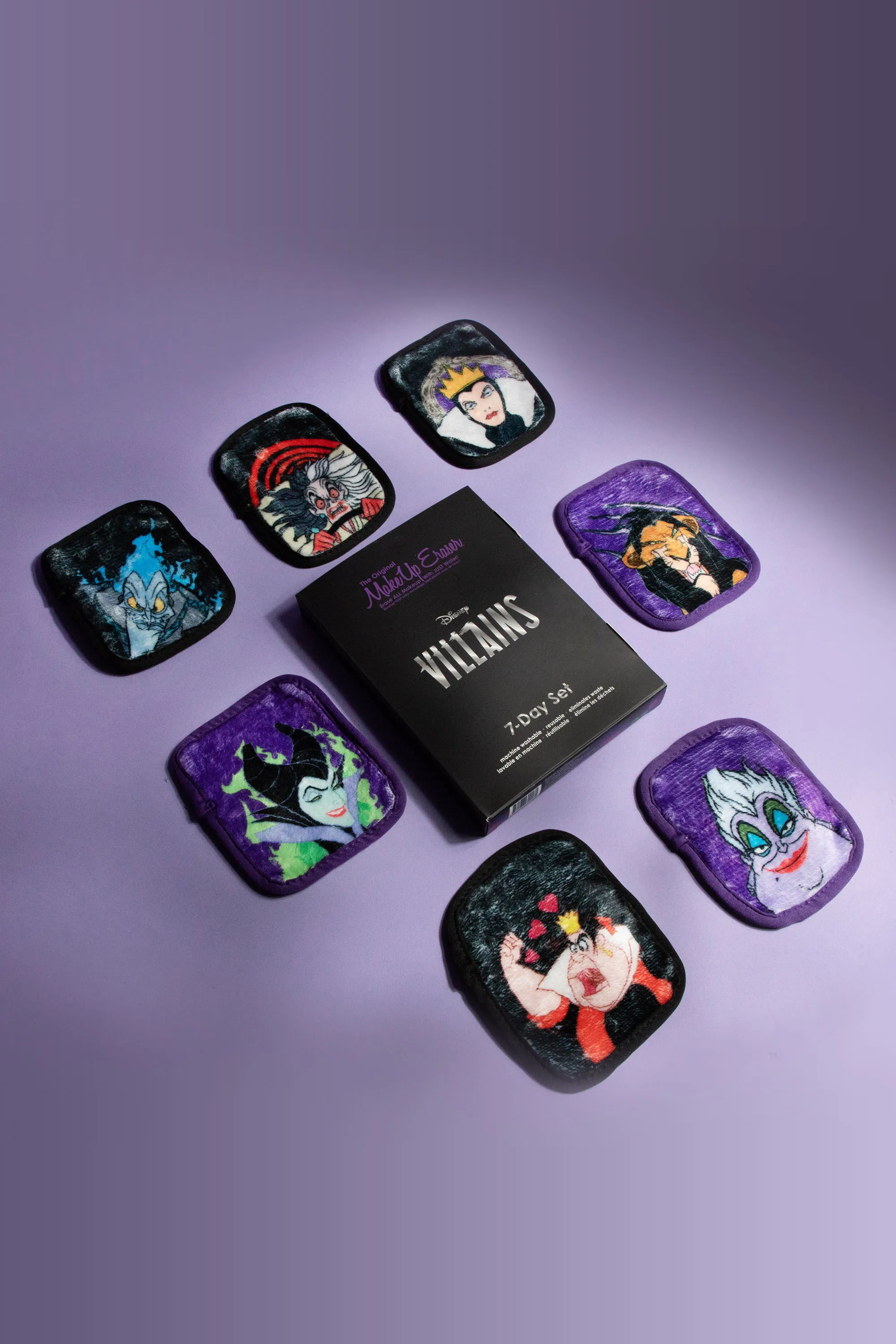 Makeup Eraser Kit de 7 serviettes démaquillantes réutilisables Disney Villains
