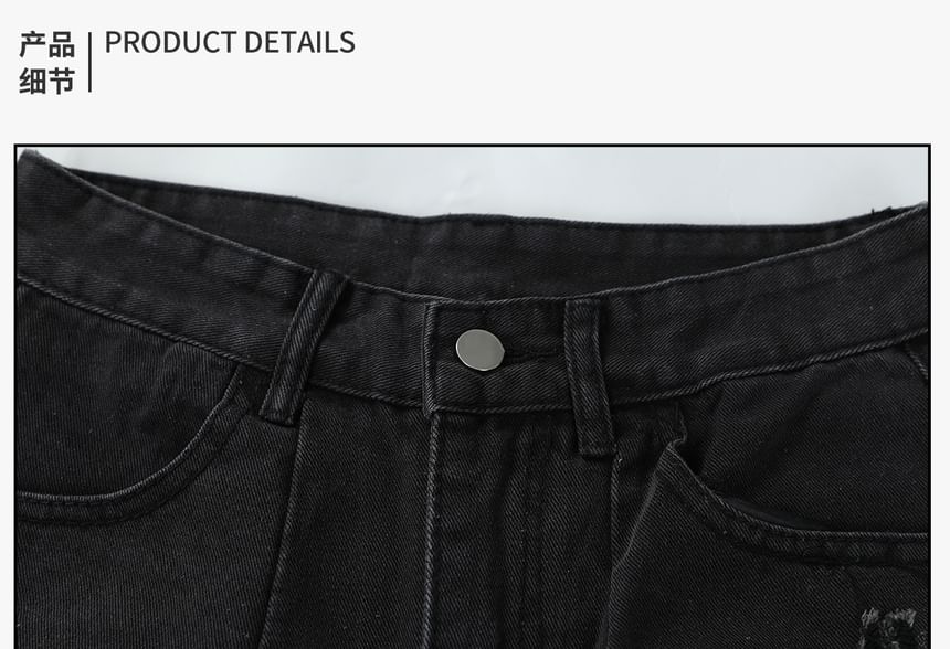 INStudio - Middelhoge denim shorts met distressed effect