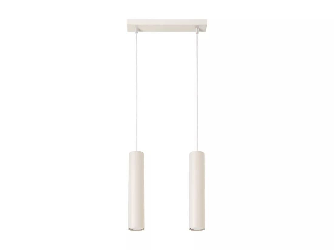 Lampe à suspension Lagos grenier en acier - 2 sources lumineuses - L.30 x H.105 cm - beige
