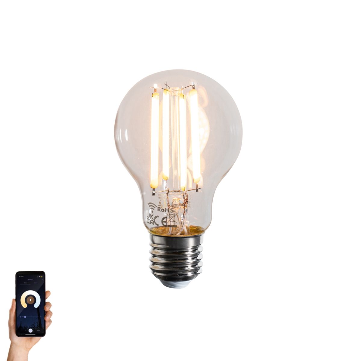 Smart E27 dimbaar in Kelvin LED lamp A60 helder 7W 806 lm 1800-3000K