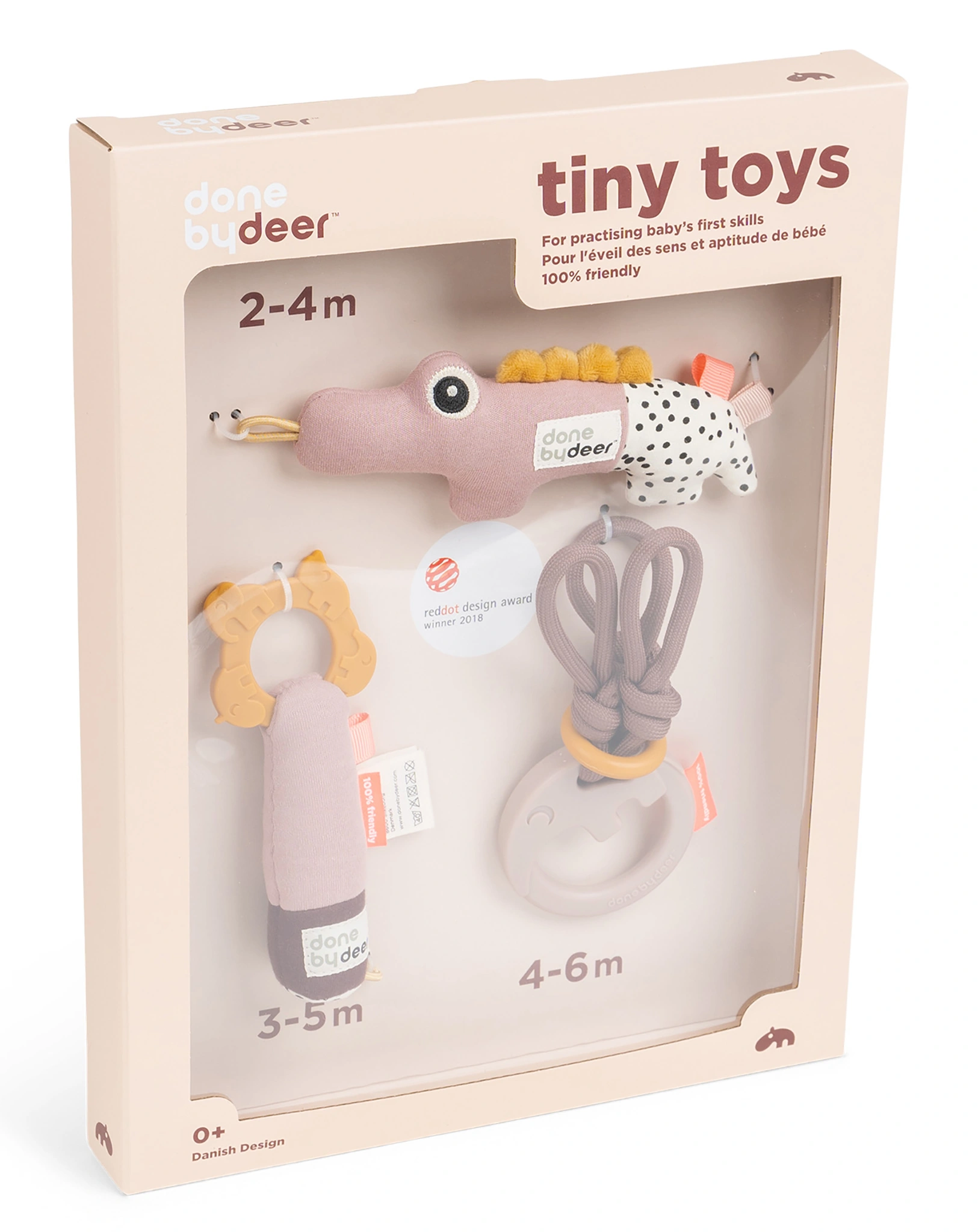 Rassel-Geschenkset TINY TOYS - DEER FRIENDS 3-teilig in rosa
