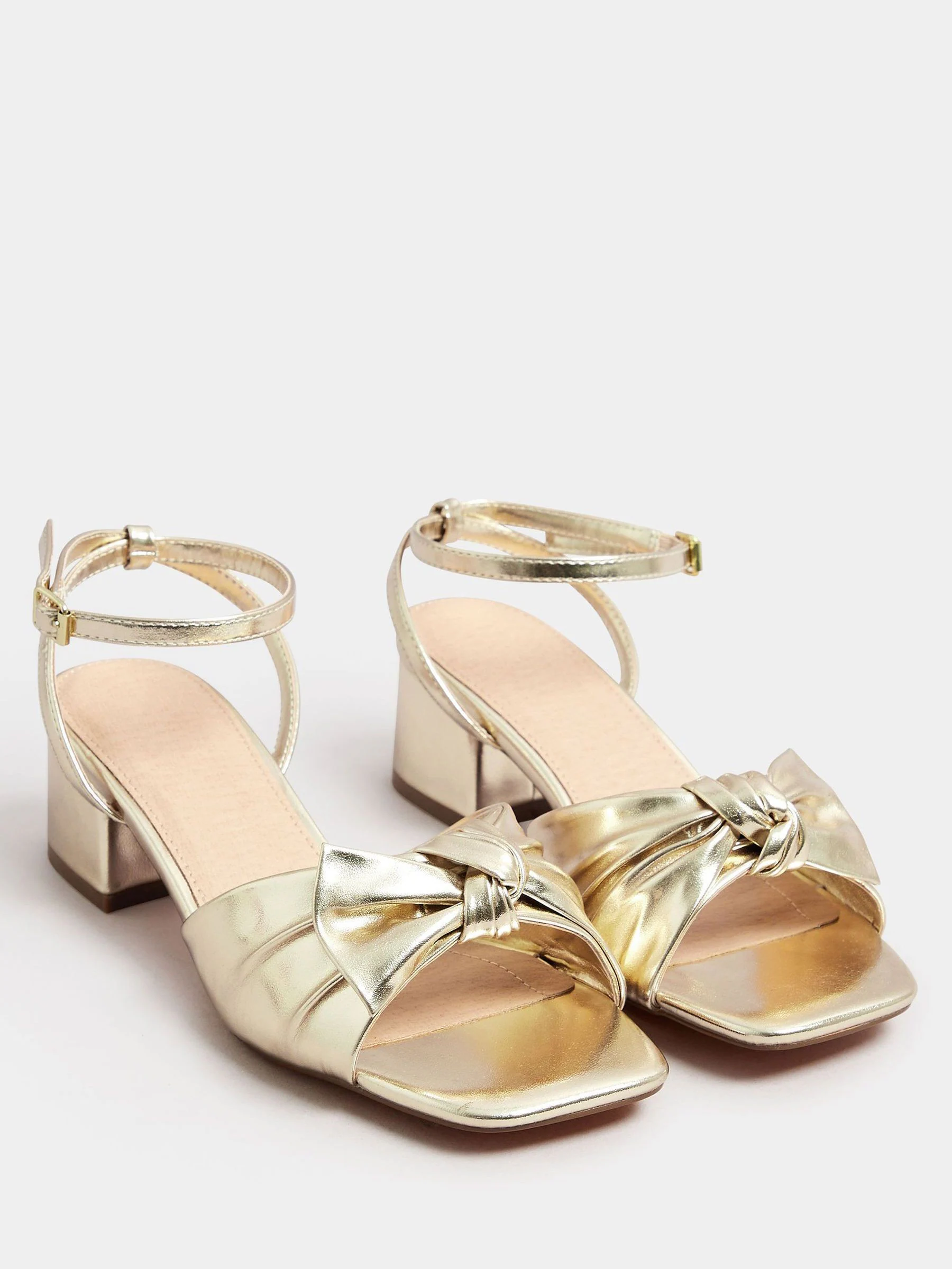 Yours Curve Wide Fit Mid Block Bow Sandals