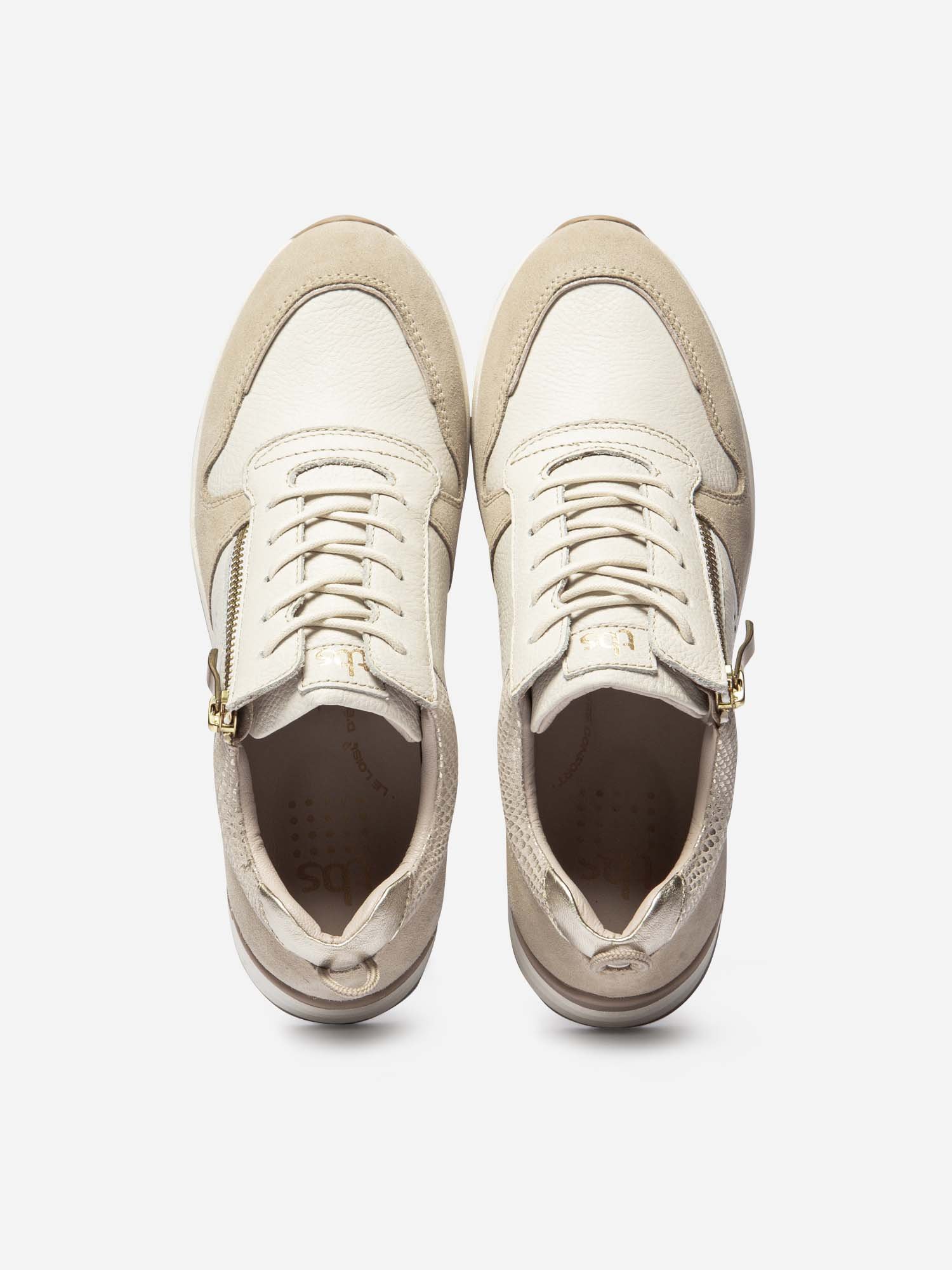 Baskets Femme Compensées et Zippées Beige