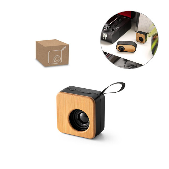 hi!dea 97098 - Enceinte portable 3W avec 4h d'autonomie en bambou et ABS recyclé (100 % rABS)
