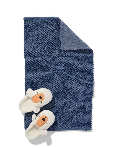 tapis de bain 50x85 chenille bleu acier