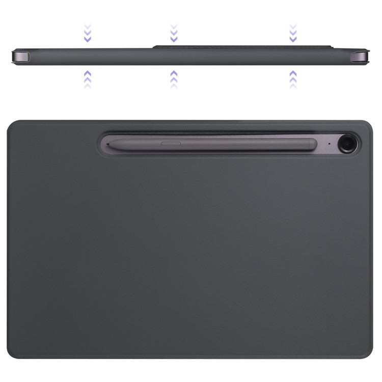 Samsung Galaxy Tab S10 Lite / S10 FE / Tab S9 FE / Tab S9 Smart Cover Leder Tasche Schutzhülle Magnetcover Origami Flip Case - Schwarz