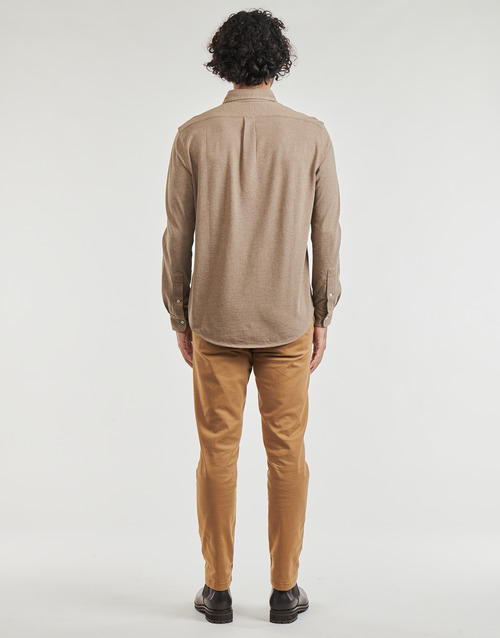 Polo Ralph Lauren - CHEMISE AJUSTEE COL BOUTONNE EN POLO FEATHERWEIGHT Beige / Dark / Topotea / Heather