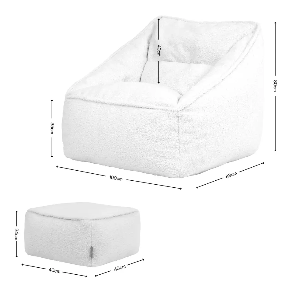 icon Zitzak en Poef Natalia - Fleece Zitzak Fauteuil - Crème
