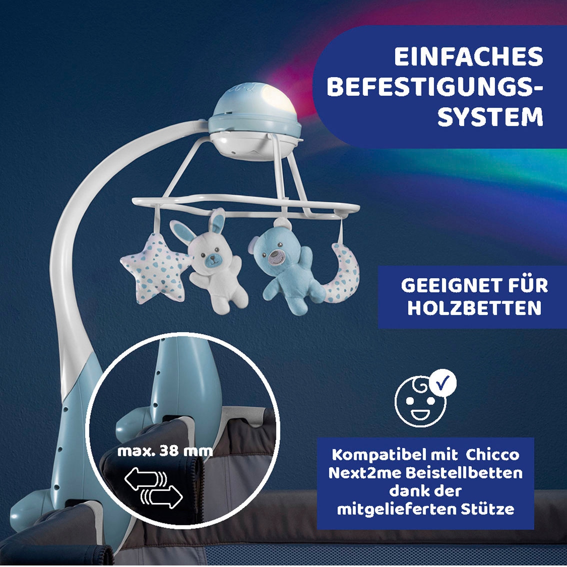 Chicco Mobile »3in1, blau« mit Regenbgenprojektion