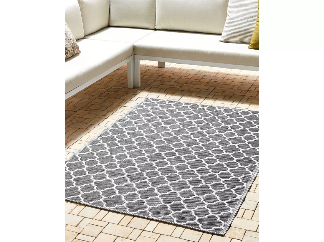 Tapis extérieur gris au motif marocain 120 x 180 cm SURAT