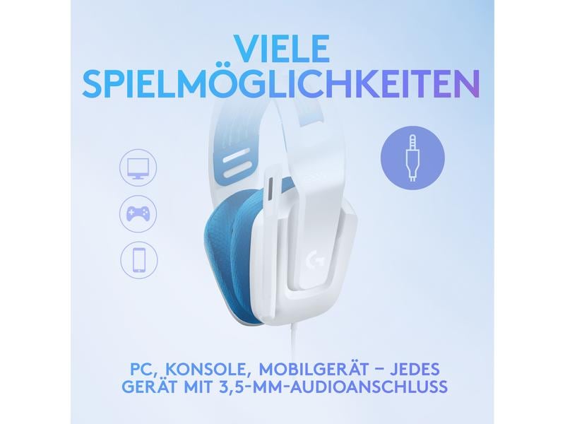 Logitech Headset G335 Gaming Weiss Komfortables Gaming-Headset für PC und Spielkonsolen