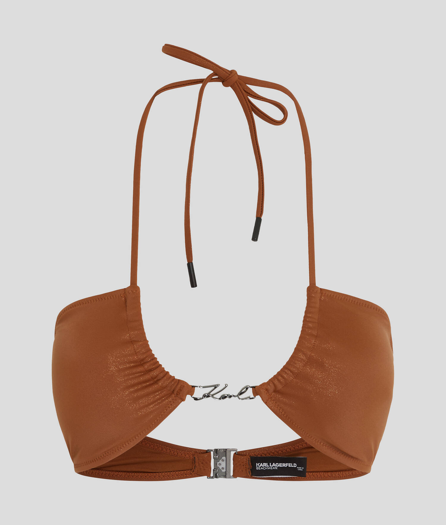 HAUT DE BIKINI À COL HALTER BRILLANT KARL SIGNATURE