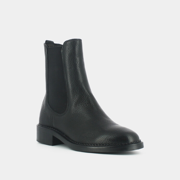 Bottines à lacets et boucles latérales  en cuir grainé noir