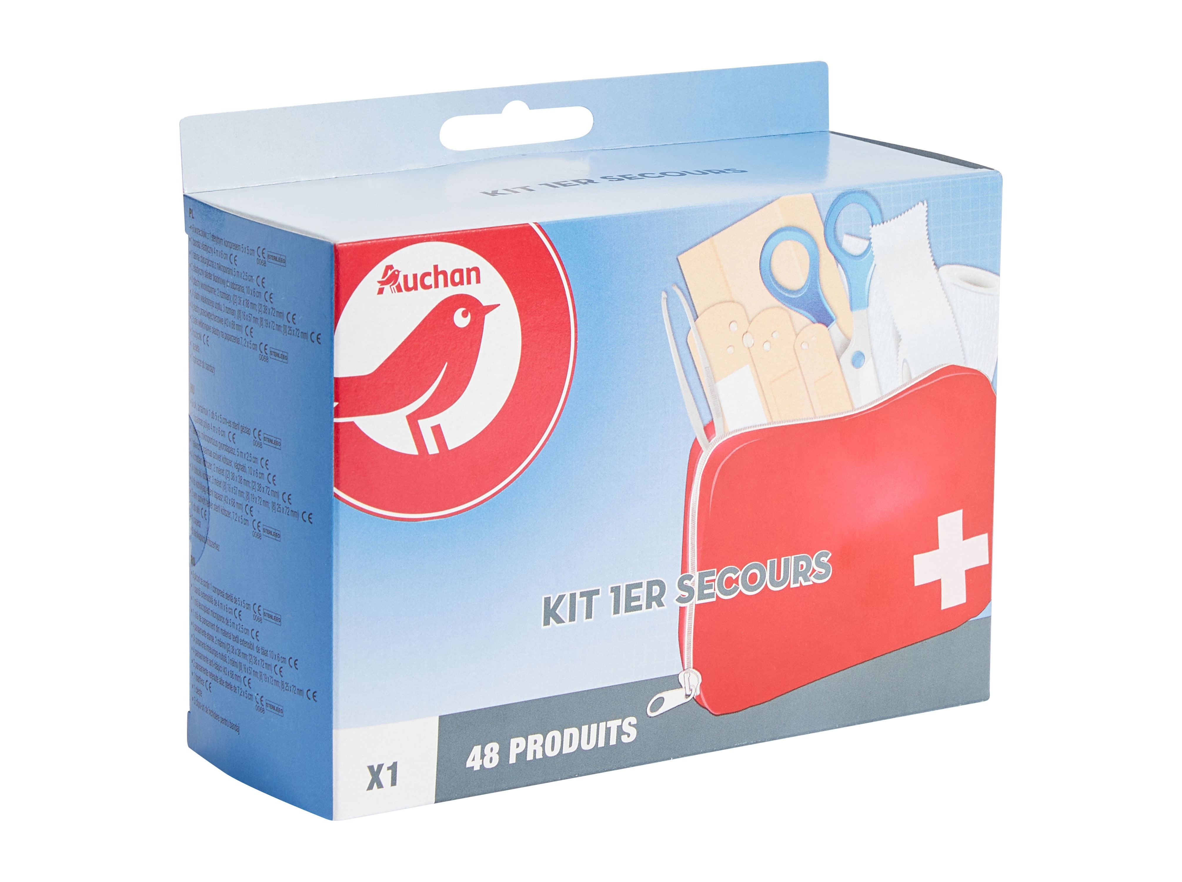 KIT AUCHAN PRIMEIROS SOCORROS 48 PRODUTOS
