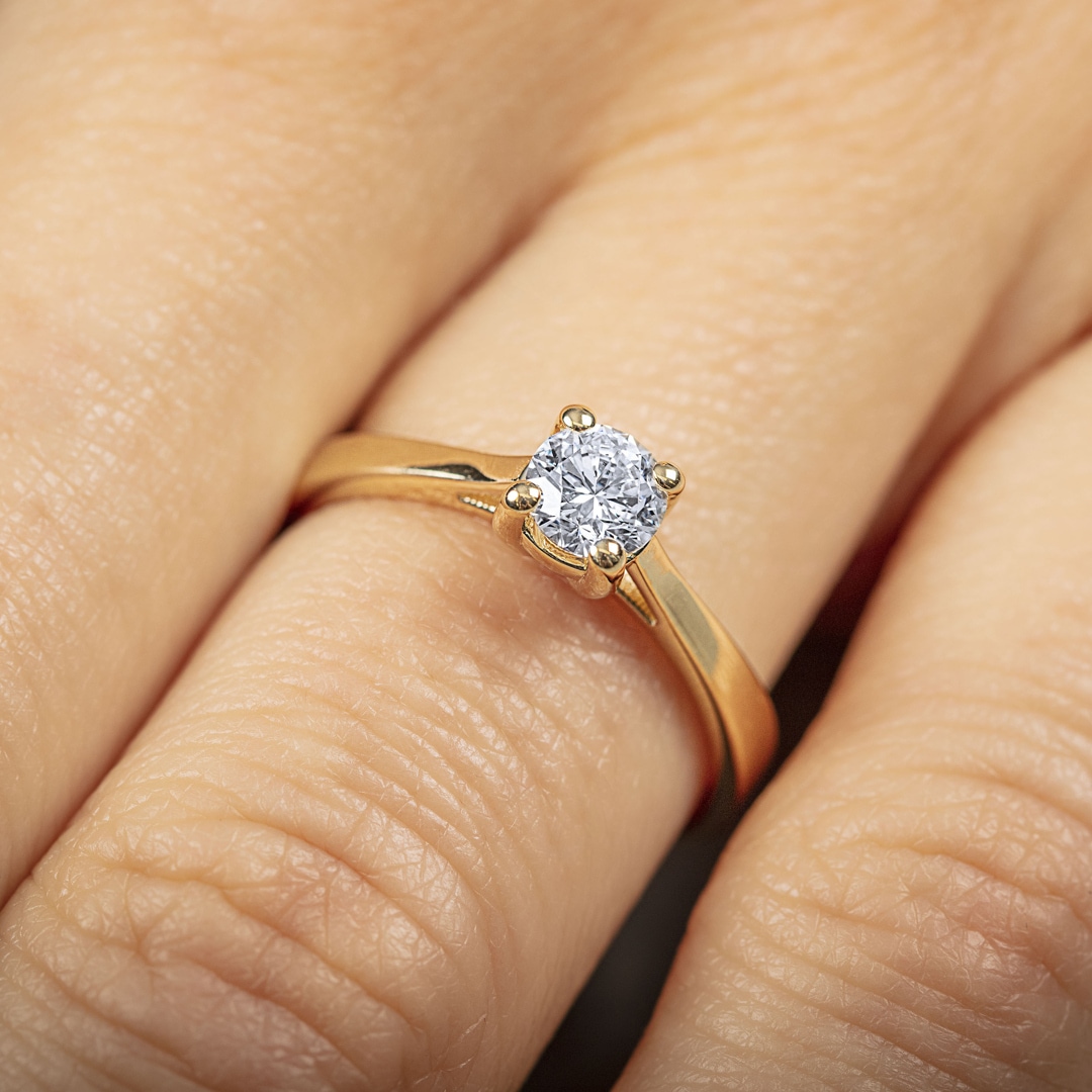 0.50 Karat GIA-Diamant Verlobungsring 750/18 K Gelbgold in 4-Griff