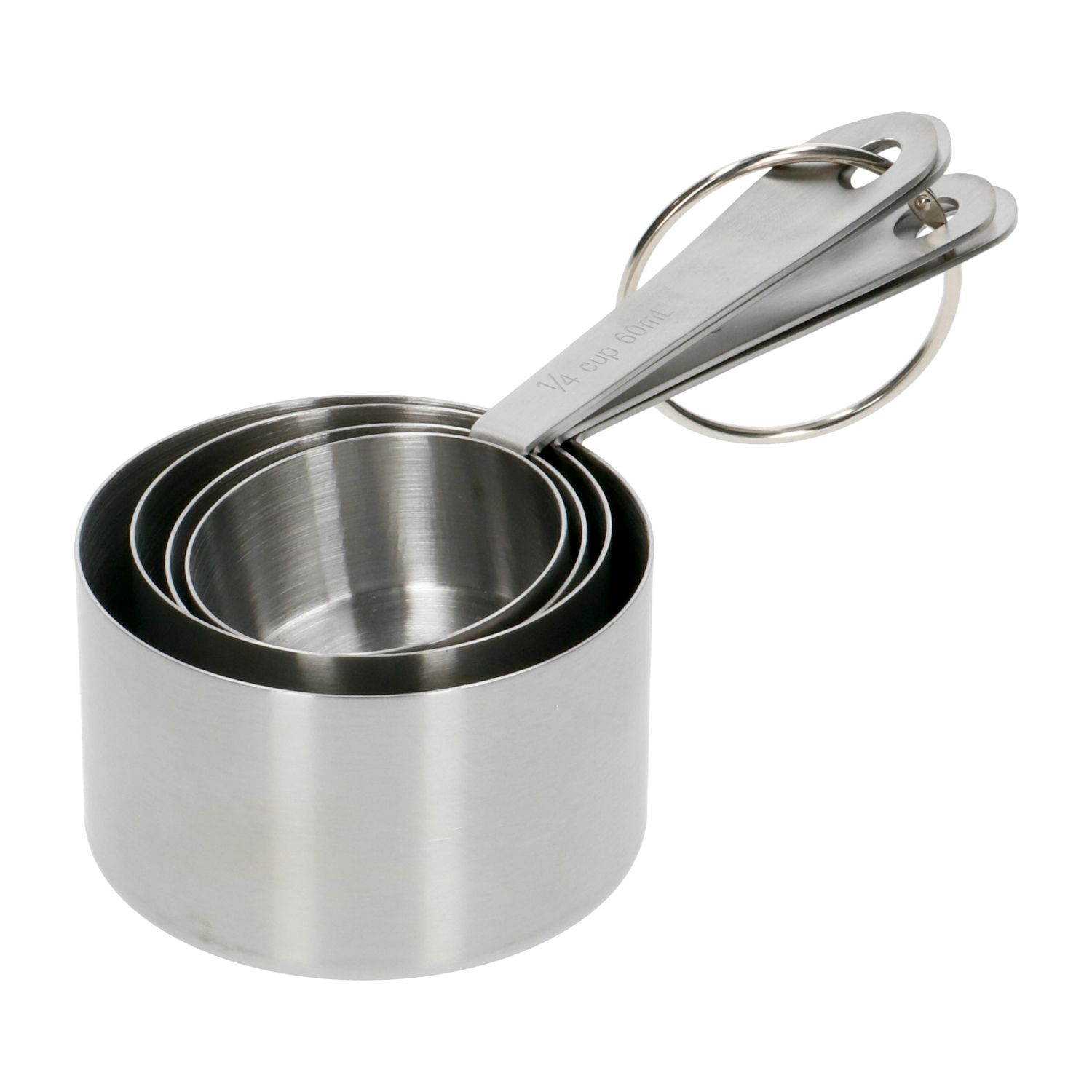 Maatpannetjes  in cups, rvs, 4 stuks