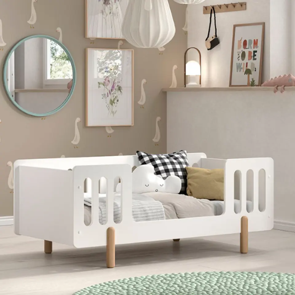 Vipack Peuterbed Smile 70x140cm - wit/dennenhout