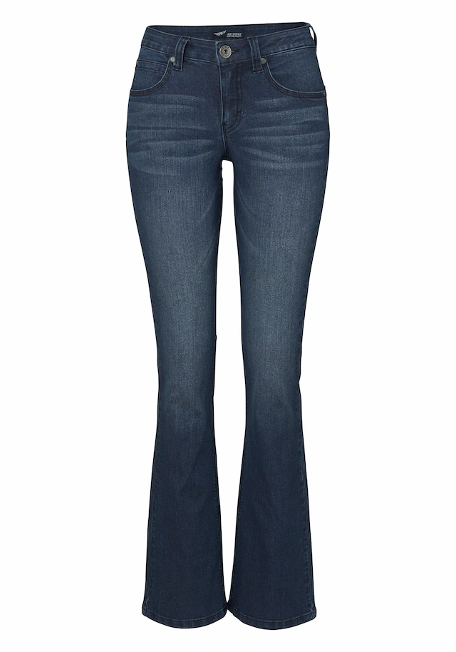 Arizona Bootcut-Jeans »Shaping«, bootcut,  Kontrastnähte,  Used-Look-Waschung,  niedrige Leibhöhe