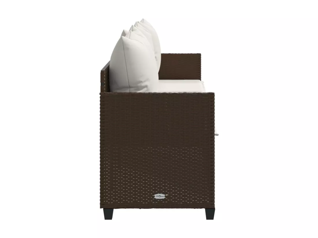 Chaise longue avec coussins marron résine tressée