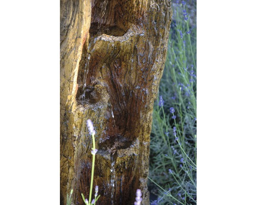 Tuinfontein met LED's in boomstamvorm 34 x 30 x 124,5 cm kunststeen bruin incl. slang en pomp