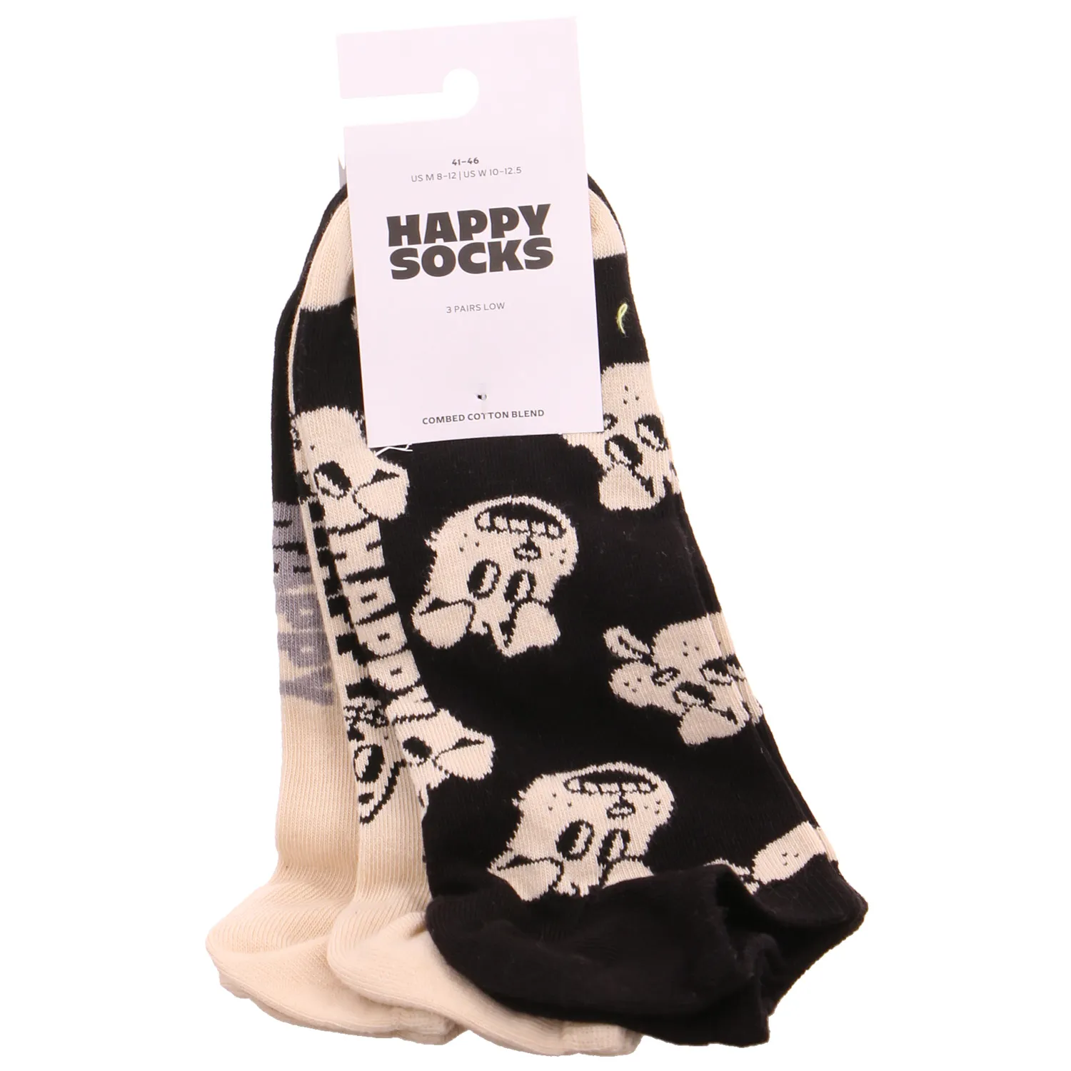 HAPPY SOCKS Freizeitsocken Schwarz Textil  3-ER.Pack