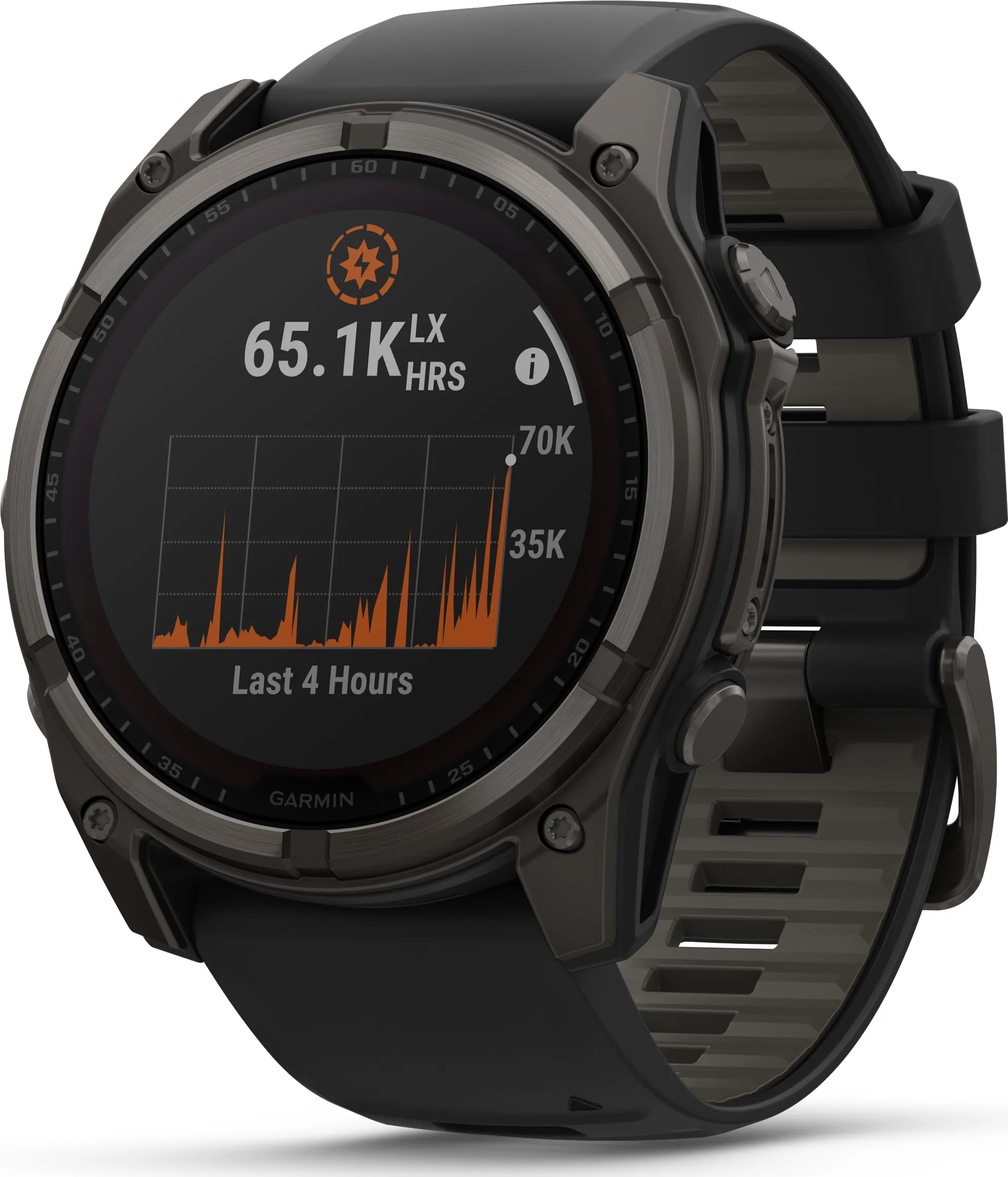 Garmin Fenix 8 Solar 51mm, Sapphire Solar Carbon Gray DLC Titanium - Black/Pebble Grey Silicone Strap