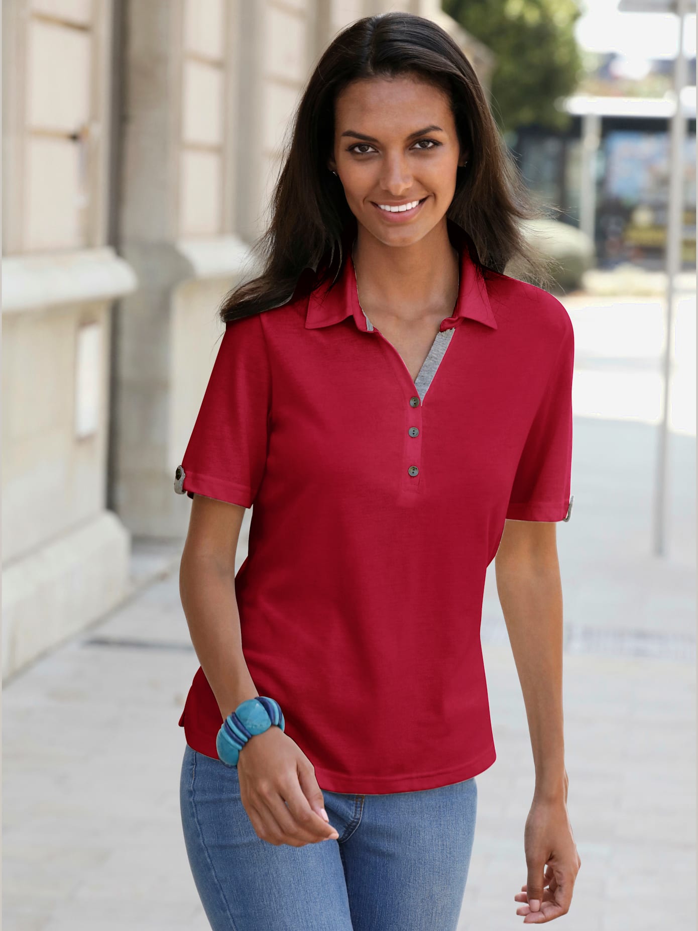 Polo sportif en mélange de matières confortable
