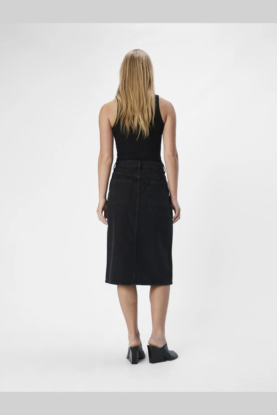 Object Objellen Midi Denim Skirt 4614168 black denim