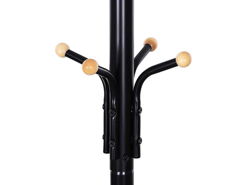 Songmics Garderobenständer 182 cm, Schwarz, Metall Kleiderständer mit 12 Haken