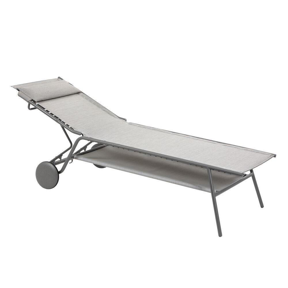 Hohe Sonnenliege Miami II Batyline® Duo Grau Galet