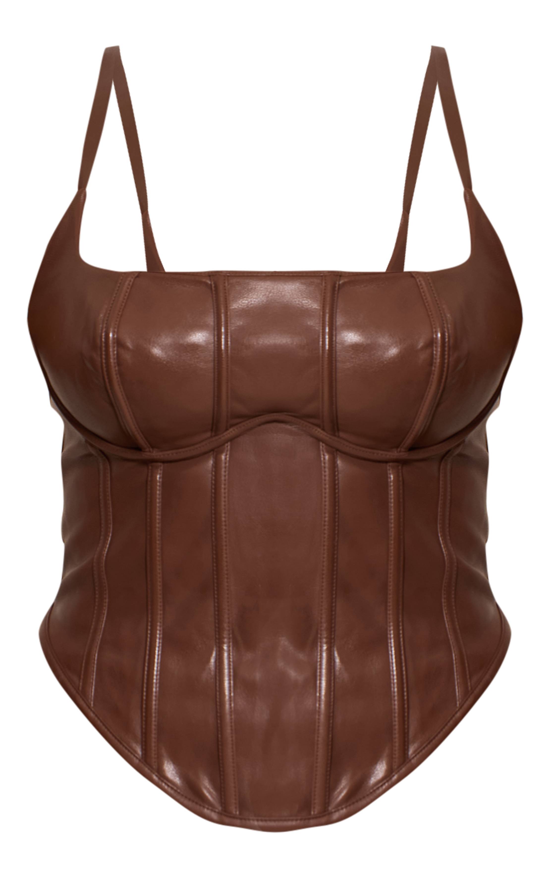 Chocolat Corset En Synthétiquecuir Sculptant