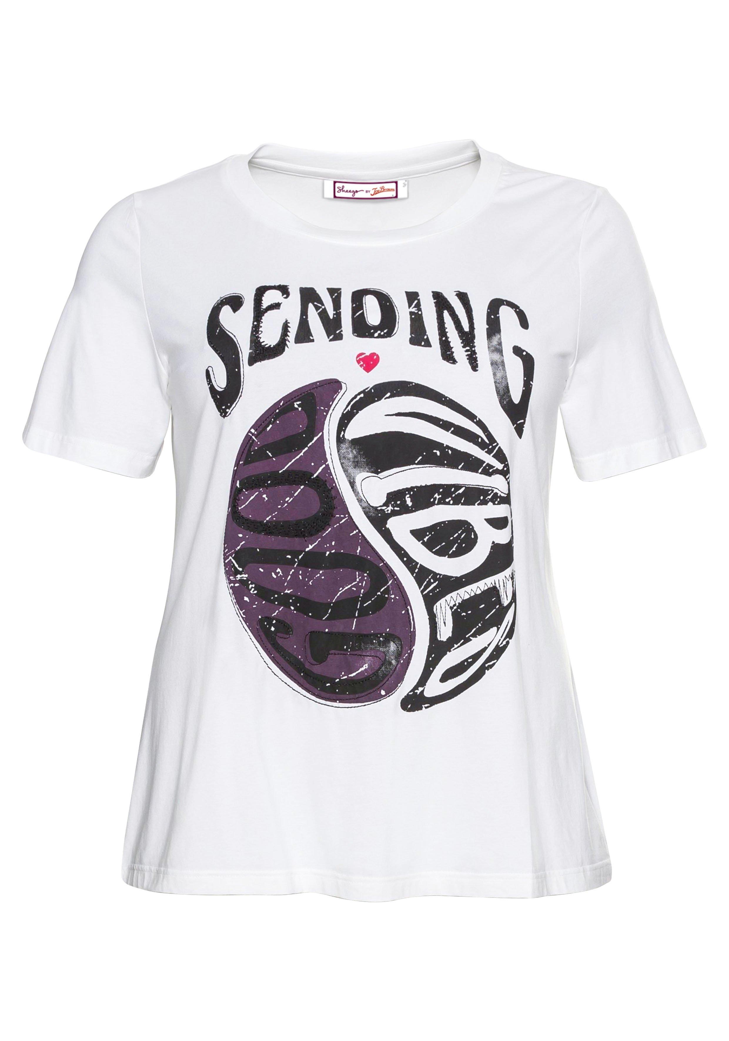 Shirt mit Frontdruck und Stickerei
