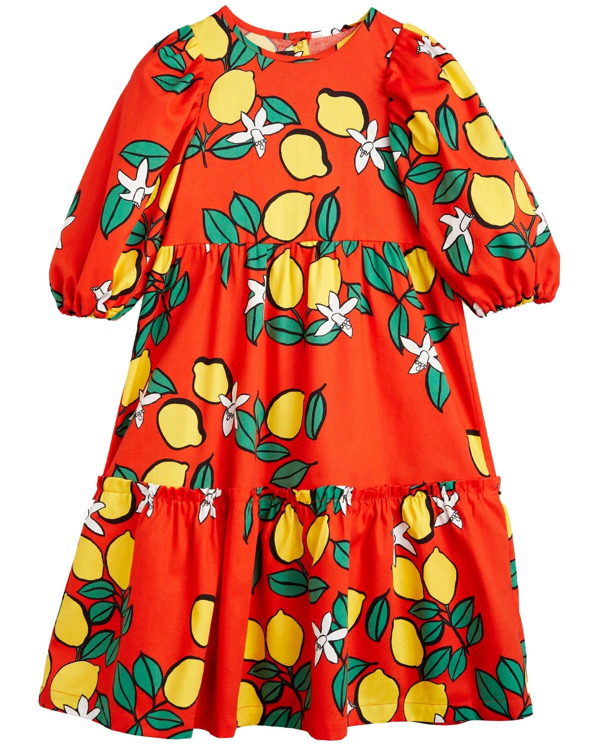 Kleid LEMONS AOP mit Puffärmel in red
