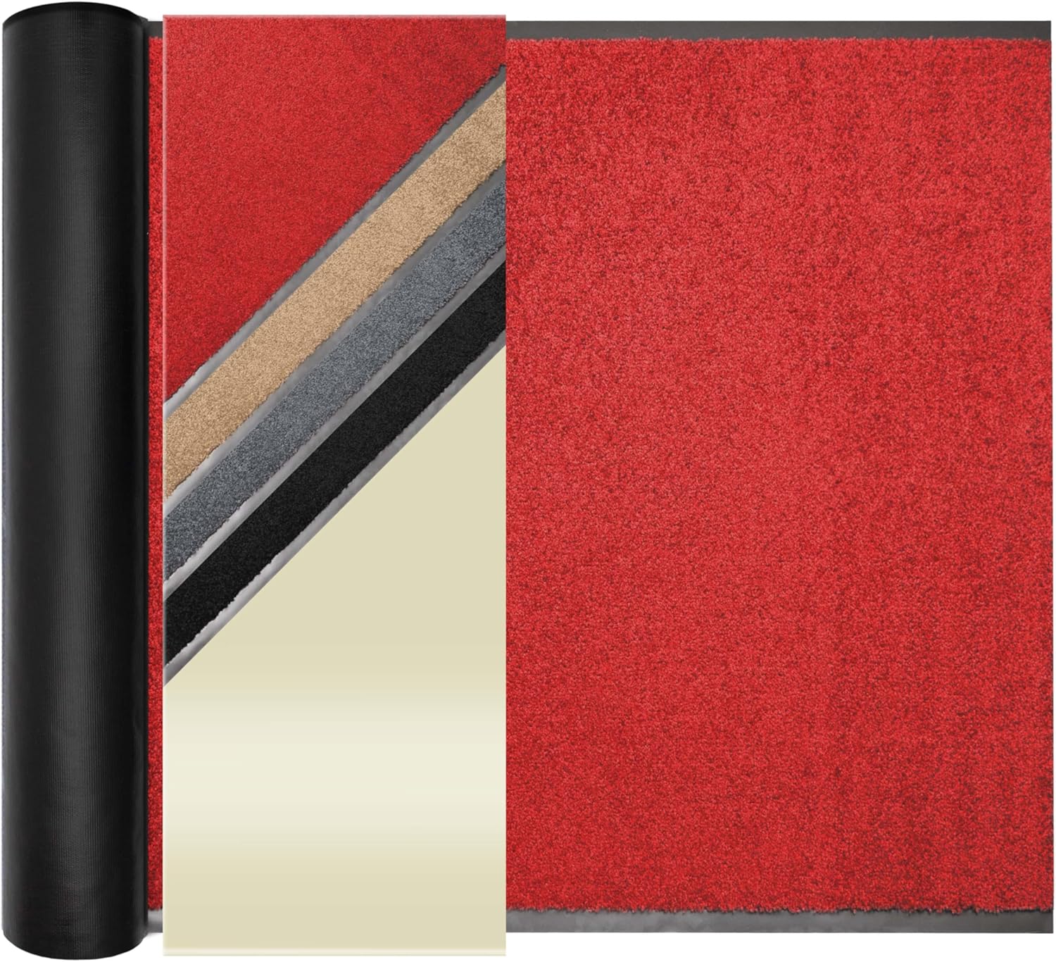 Primaflor Sauberlauf nach Maß - CLEAN, Rot, 90 x 300 cm, Rutschfester Schmutzfangläufer Meterware, Robuster Küchenläufer, Zuschneidbarer Teppichläufer, Eingangsmatte für Flur und Windfang