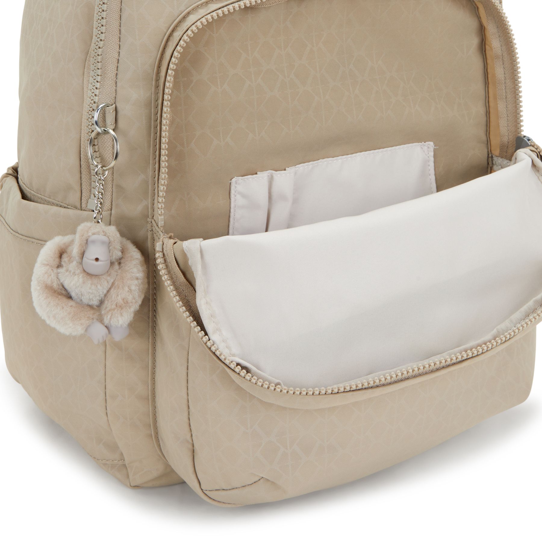 SEOUL Grand Sac à Dos avec Compartiment pour Ordinateur - Signature Beige Embossed