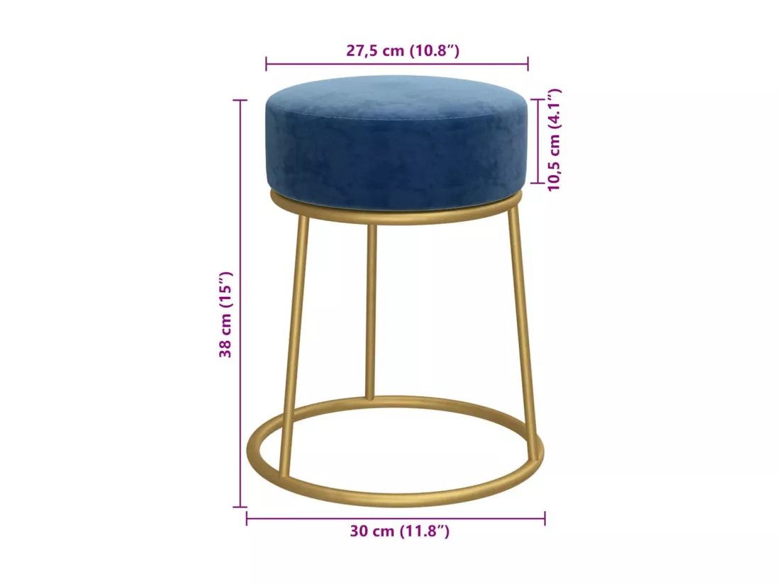 Tabouret rond Bleu Velours