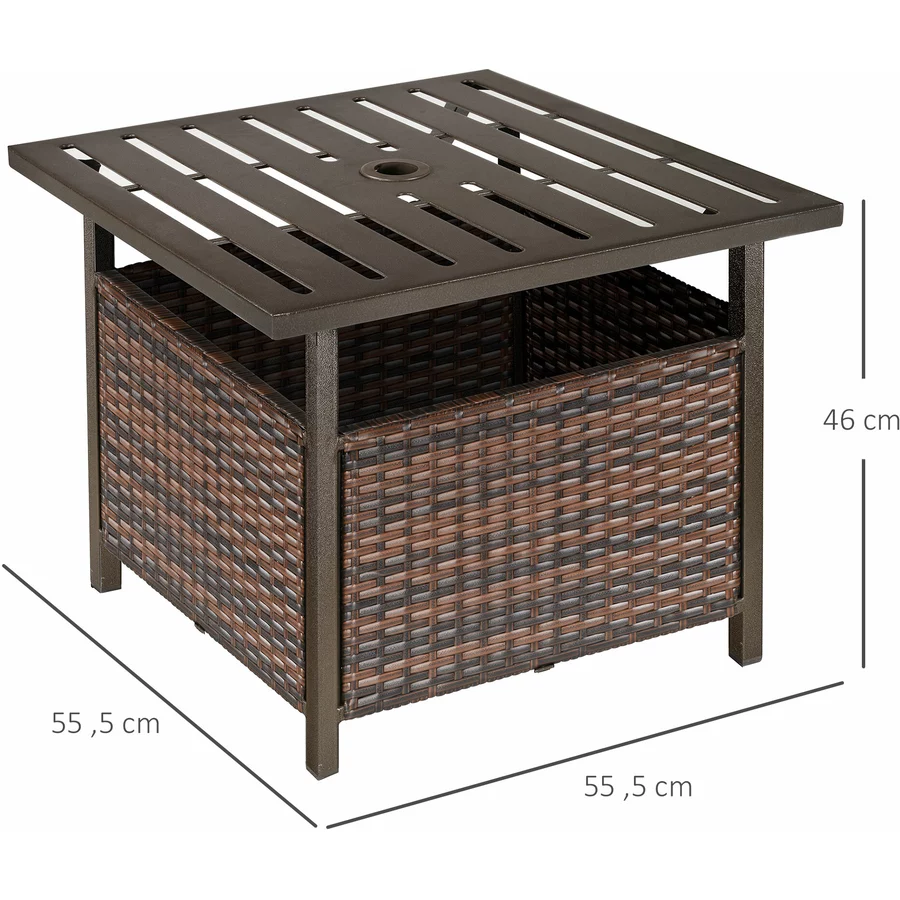 Outsunny Gartentisch mit Schirmloch braun