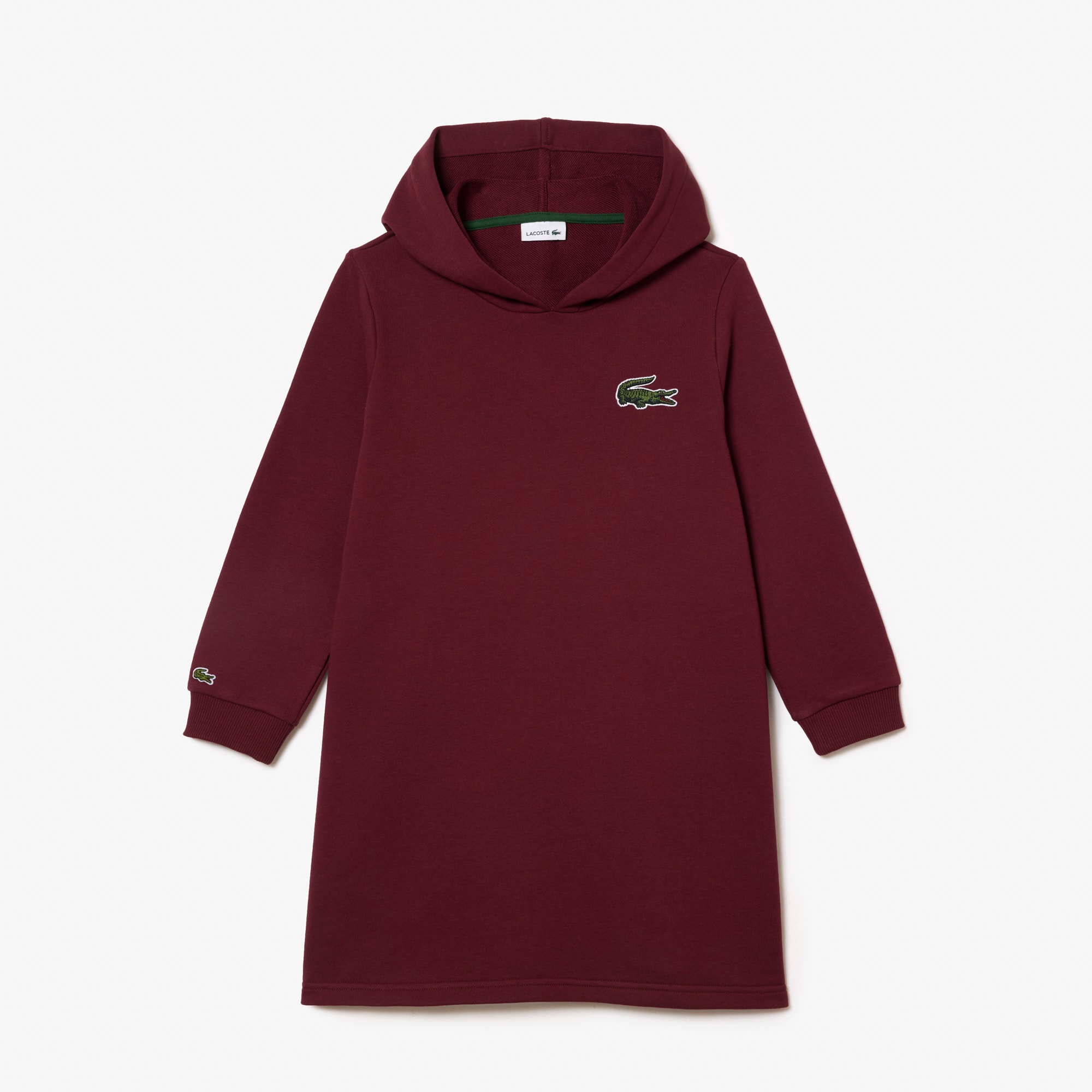 Robe sweatshirt à capuche en molleton de coton Pantalons & Robes - Rouge - Lacoste - Fille
