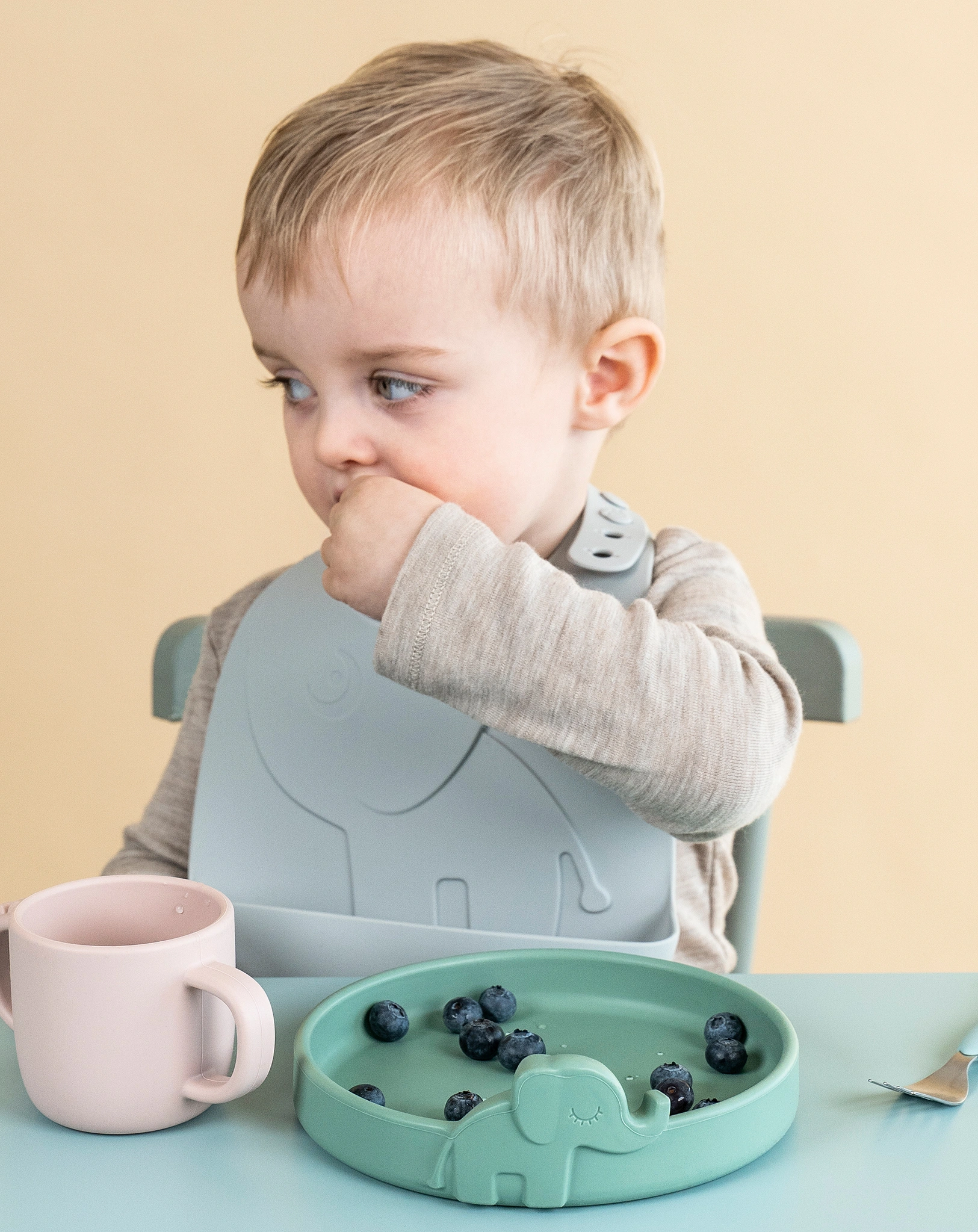 Silikon-Lätzchen PEEKABOO - ELPHEE 2er Pack in grau
