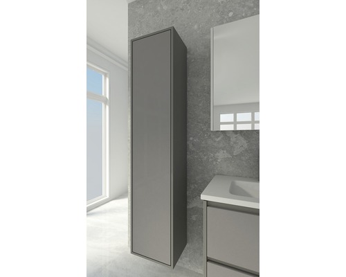 Tessin serie hoge kast, hoogte 160 cm, breedte 35 cm, diepte 27 cm, antraciet, glazen fronten