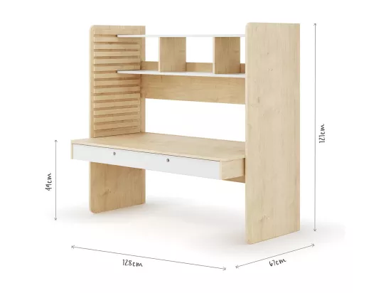 Bureau évolutif avec rangement panneaux de fibres bois et blanc LEWIS