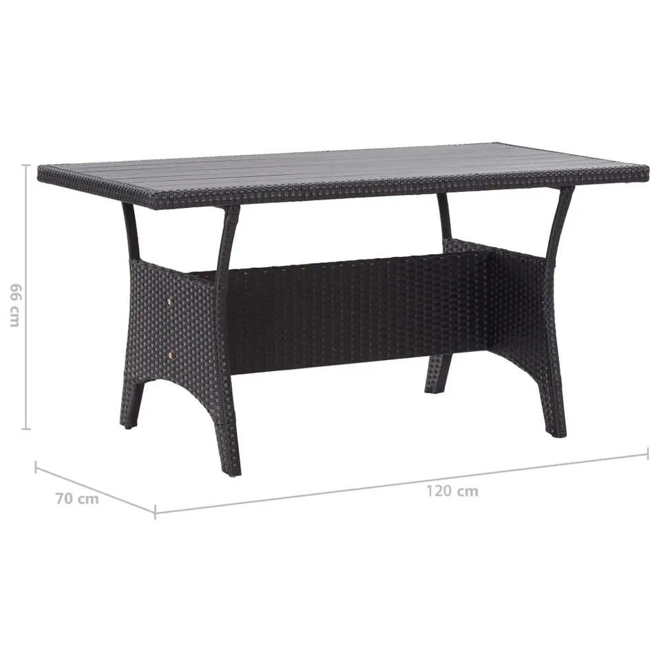 vidaXL - Tuintafel - Zwart - Poly rattan - 120 x 70 x 66 cm