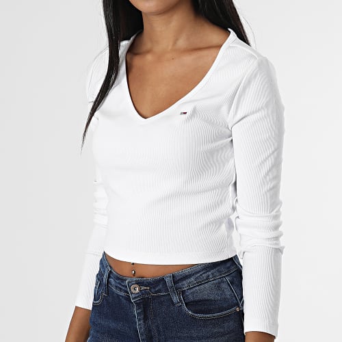 Tee Shirt Manches Longues Crop Femme Baby Rib 4278 Blanc