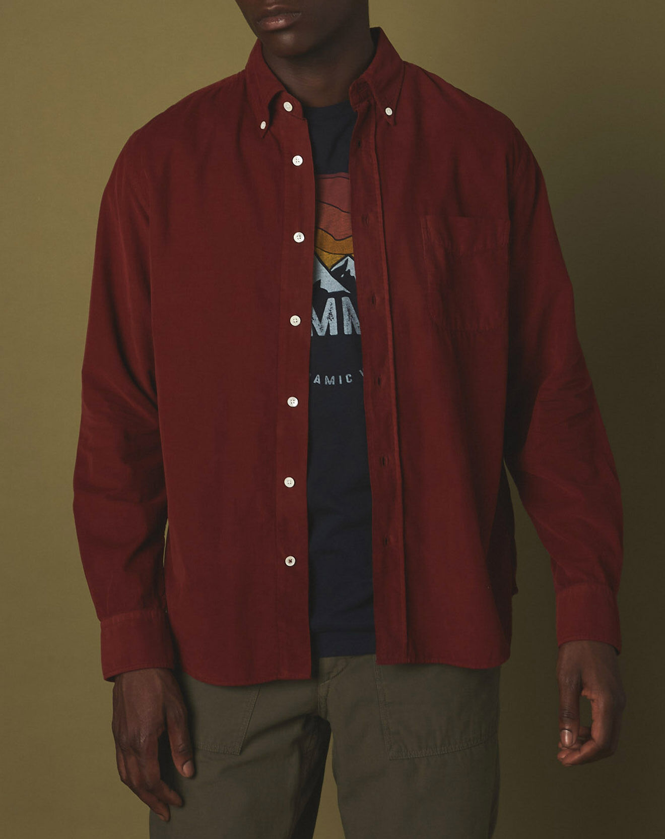 Hartford Chemise en Velours Milleraies regular Pitt Pat rust