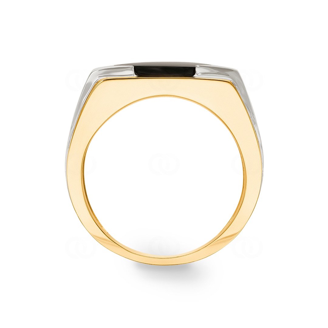 Herrenring 750/18 K Gelb- und Weissgold mit Onyx