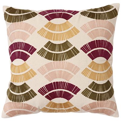 Coussin broderie géométrique multicolore