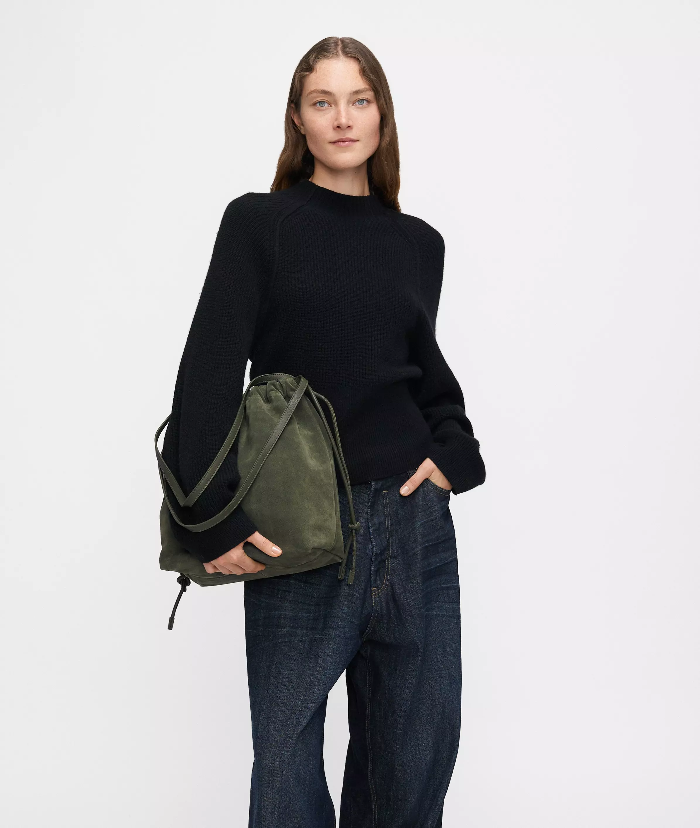 Lya Hobo M Spacious pouch bag made from soft suede