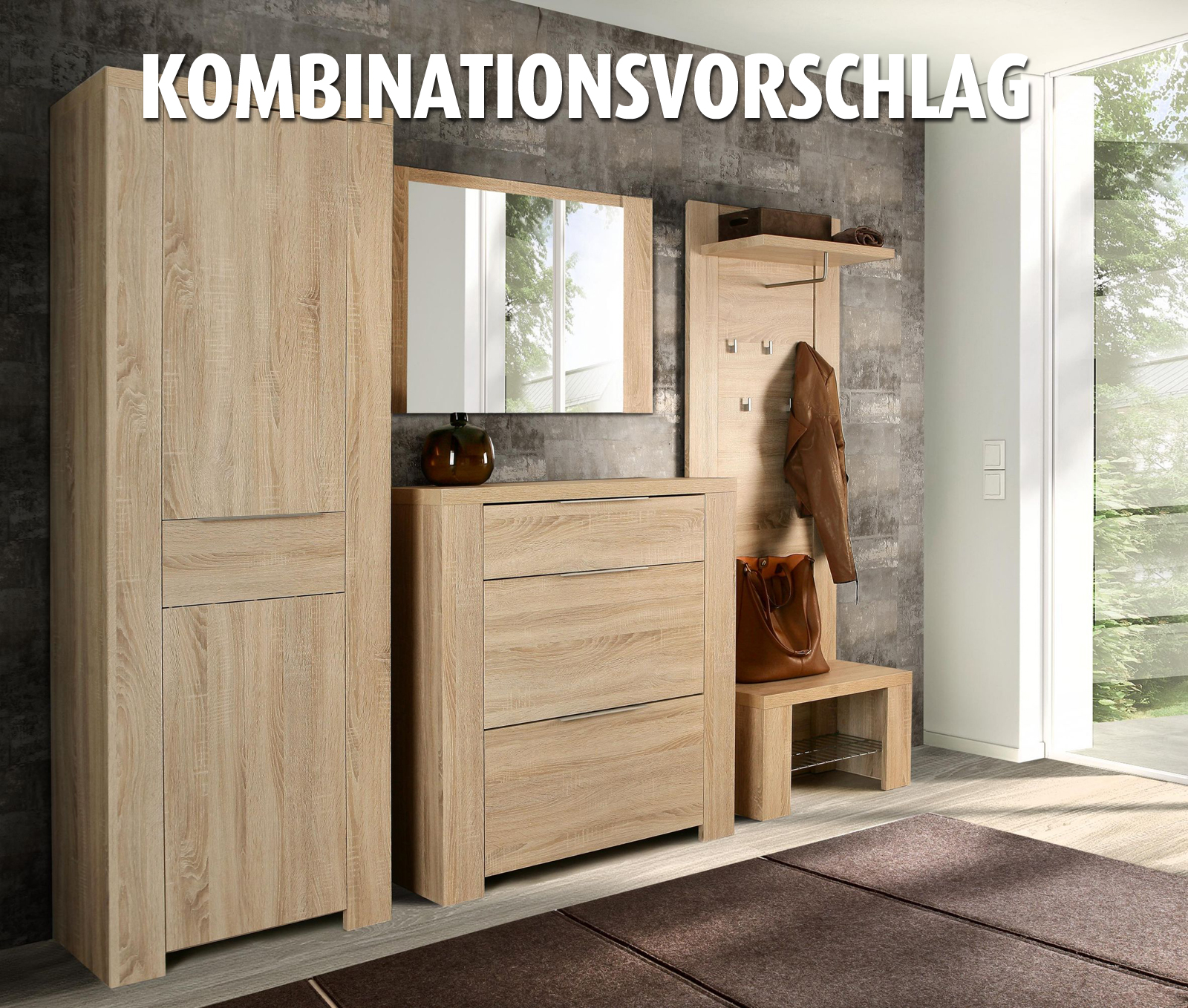 Schuhschrank - Sonoma Eiche - 99 cm breit