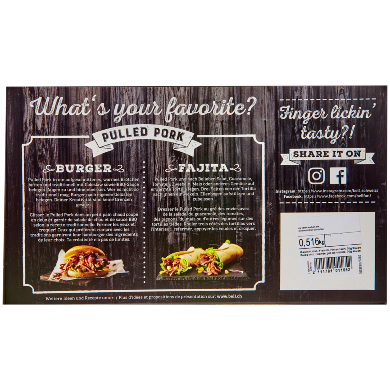 Bell BBQ Pulled Pork ca. 620g